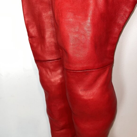 Casadei Red 100% Leather Over The Knee Boots - Picture 3 of 14